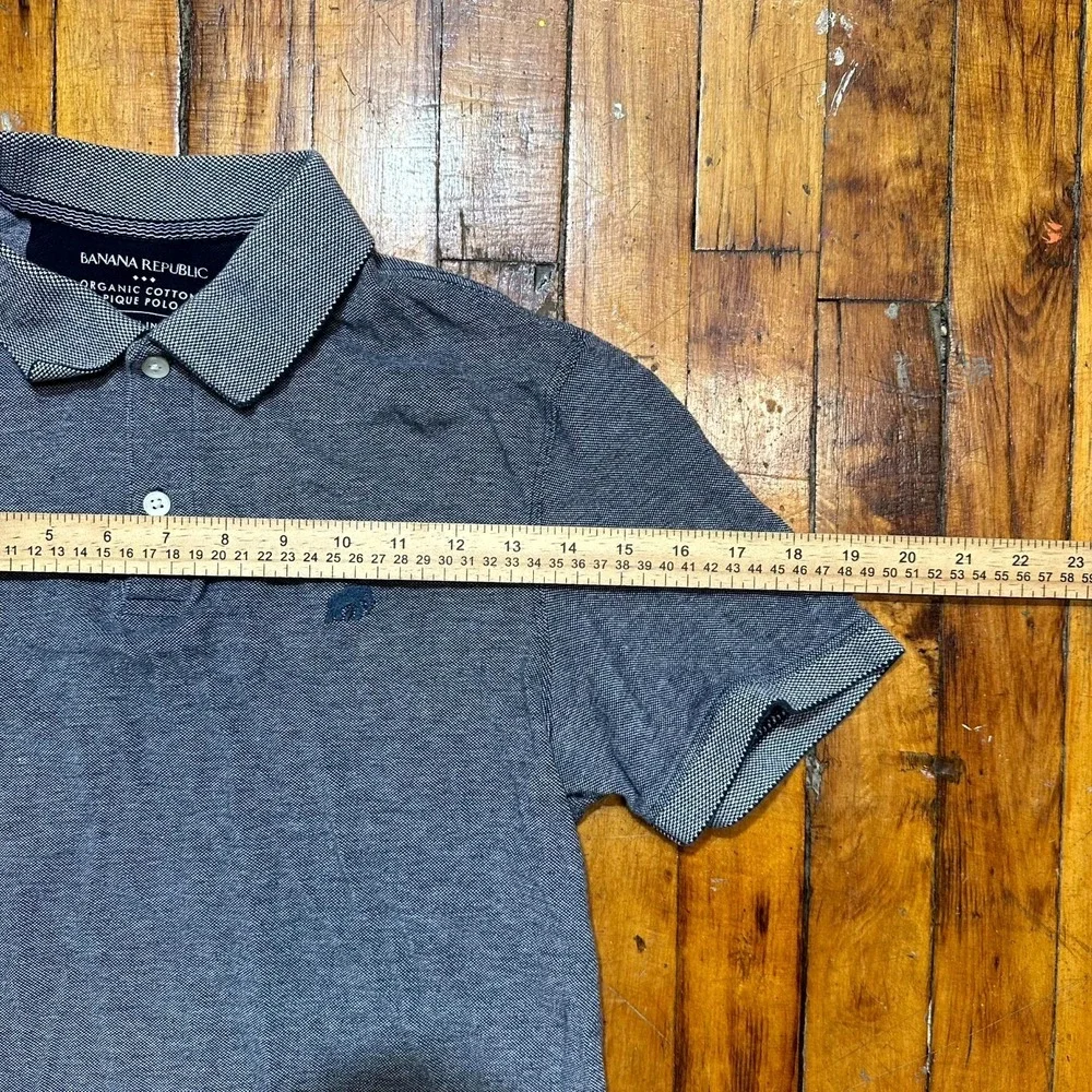 Banana Republic Polo Shirt Men's Medium Dark Gray Short Sleeve Golf Performance